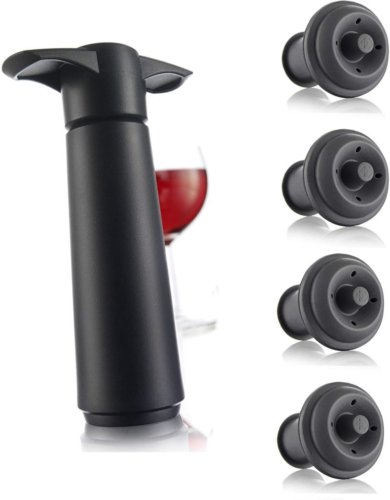 Vacu-Vin-Wine-Saver-Pump-with-Vacuum-Bottle-Stoppers-Black