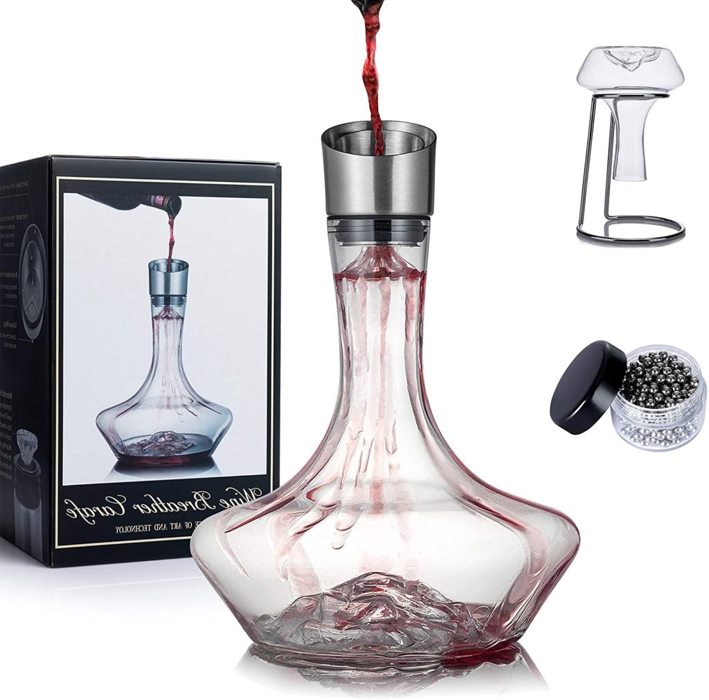 YouYah-Iceberg-Wine-Decanter-Set-with-Aerator-FilterDrying-Stand-and-Cleaning-BeadsRed-Wine-CarafeWine-AeratorWine-Gift100-Hand-Blown-Lead-free-Crystal-Glass-1400ML
