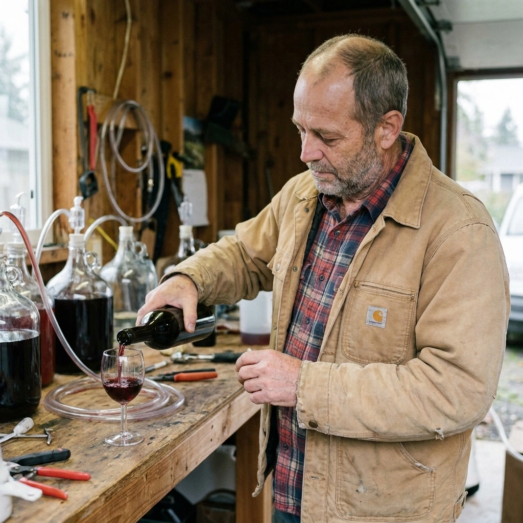 I'm Pete — and I grow grapes where it gets cold 3 Pete bottling his homemade cold-climate wine in the garage